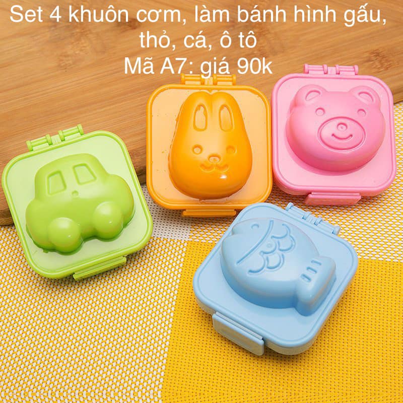 Set 4 khuôn cơm làm bánh (mã A7)