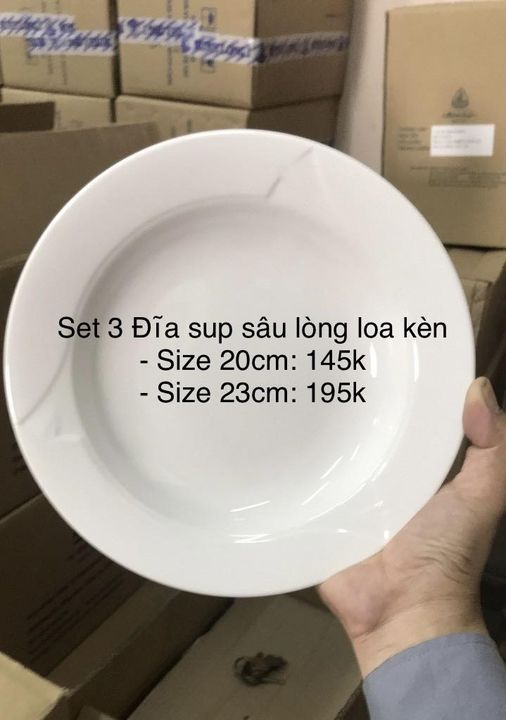 Set 3 Đĩa sup sâu lòng loa kèn - size 20cm