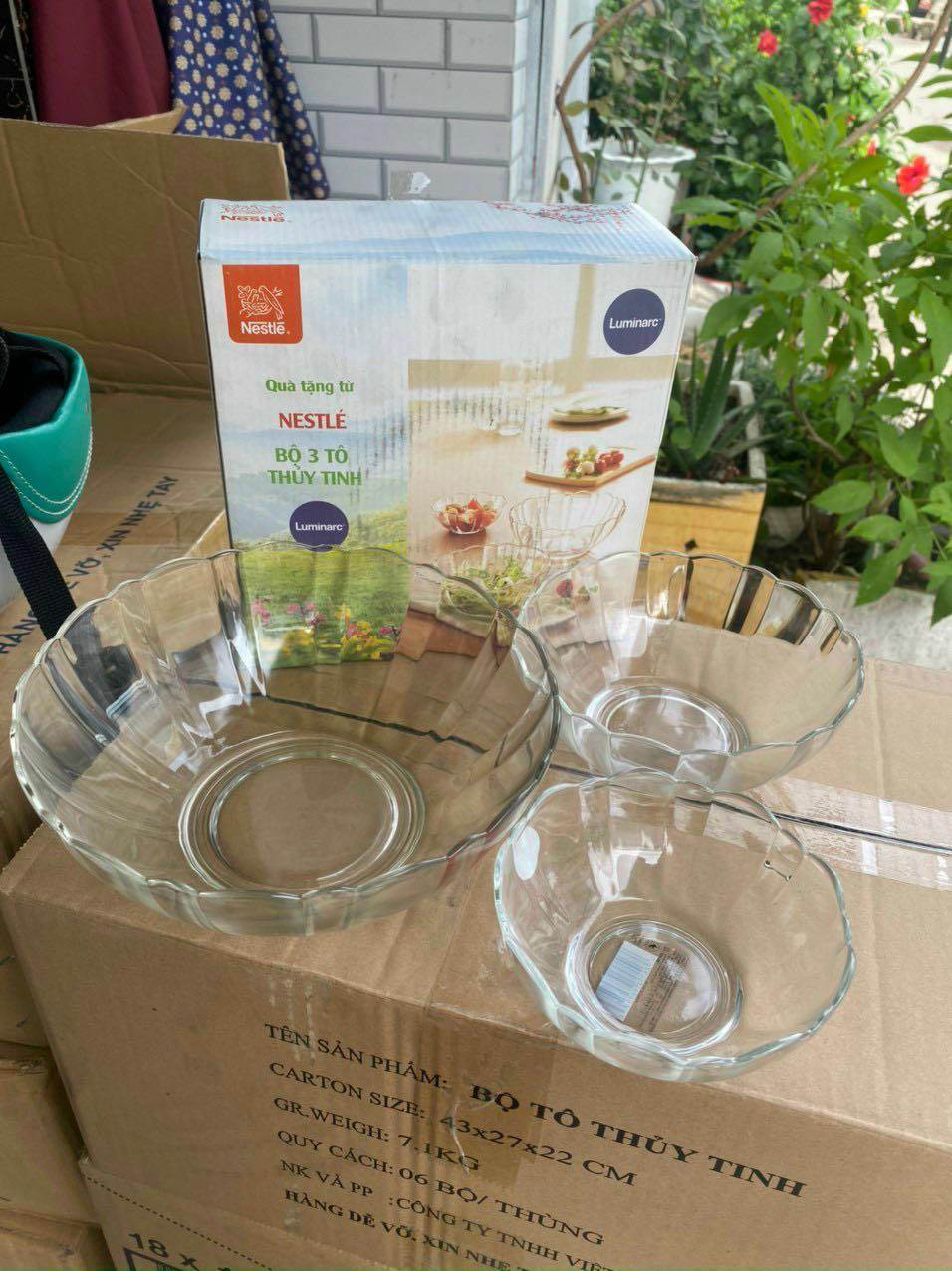 Bộ 3 tô thủy tinh cao cấp Luminarc - quà tặng từ Nestle