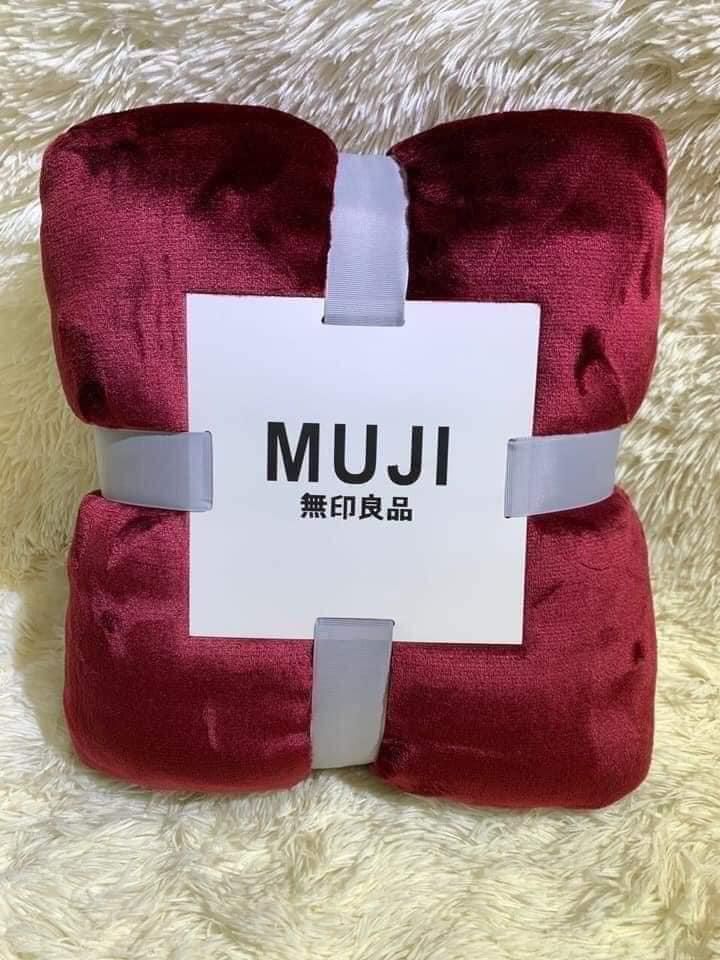 Chăn lông thỏ MUJI 2m x 2.3m - Đỏ Boocdo