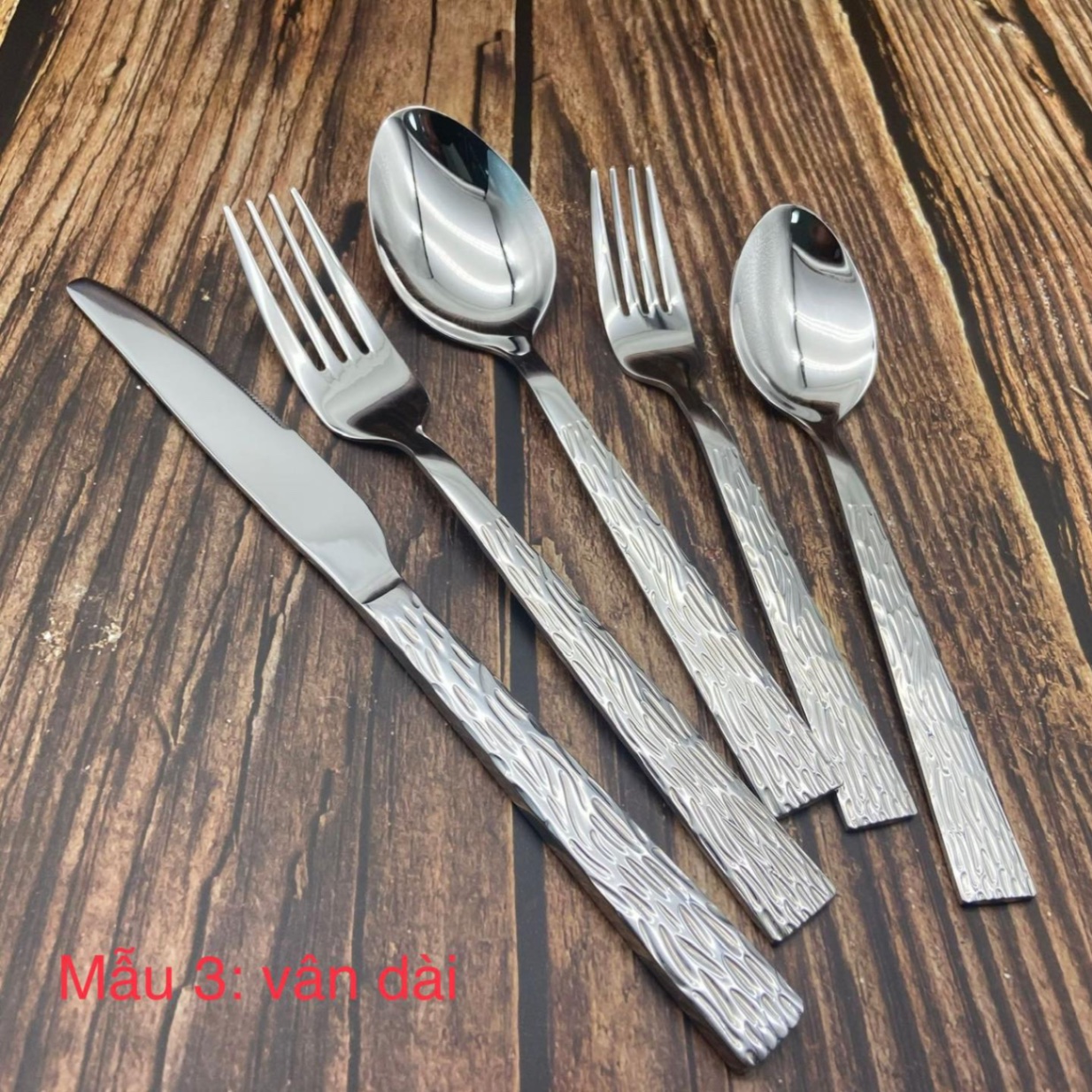 Set 5 món thìa, dao, dĩa - Mẫu vân dài (mẫu 3)