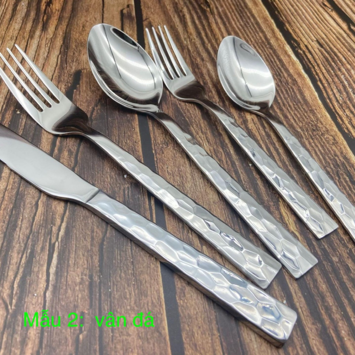 Set 5 món thìa, dao, dĩa - Mẫu vân đá (mẫu 2)