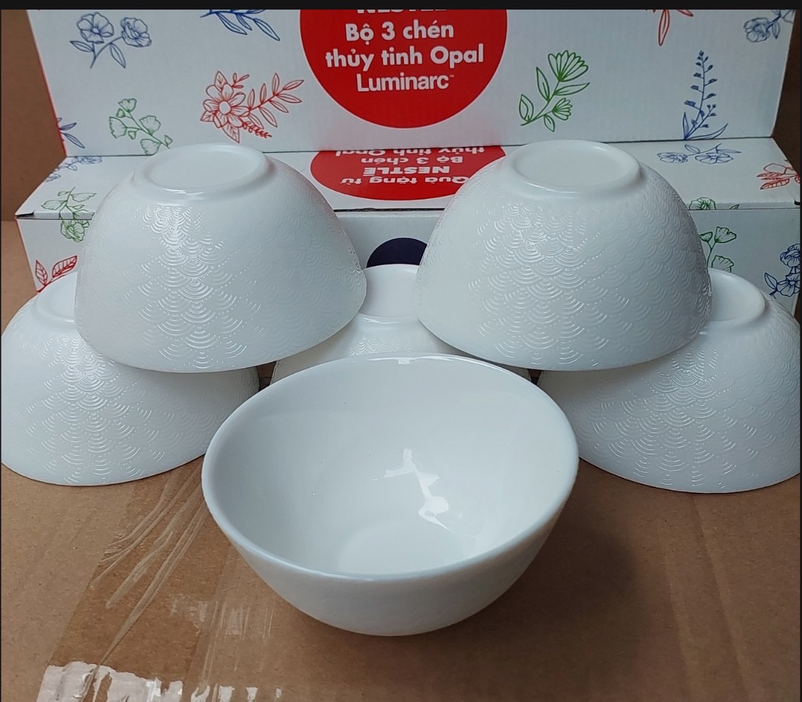 Set 6 bát cơm thuỷ tinh cường lực Luminarc Diwali Shells