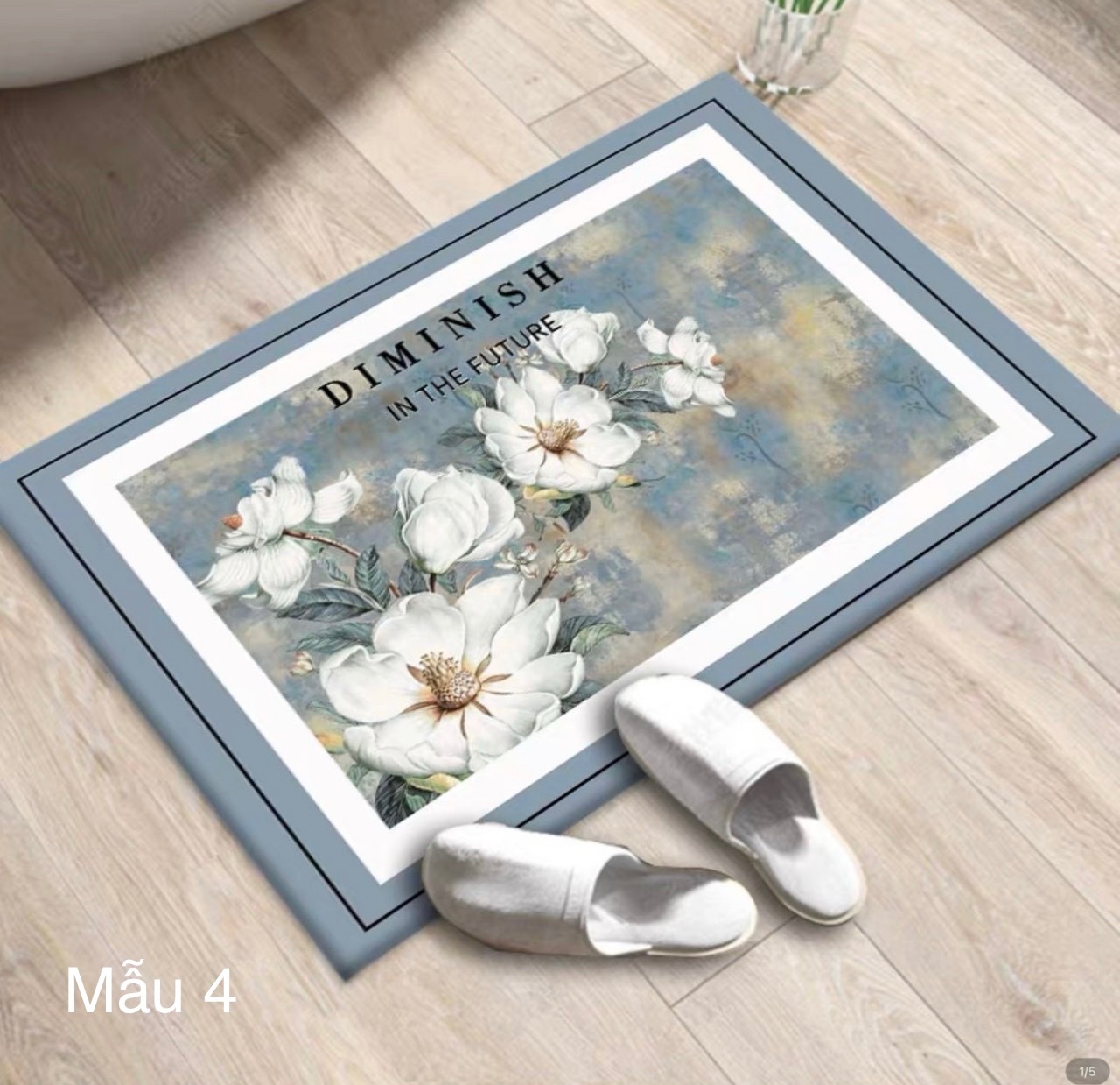 Thảm silicon phong cách retro - Mẫu 4 (viền xanh chữ Diminish)