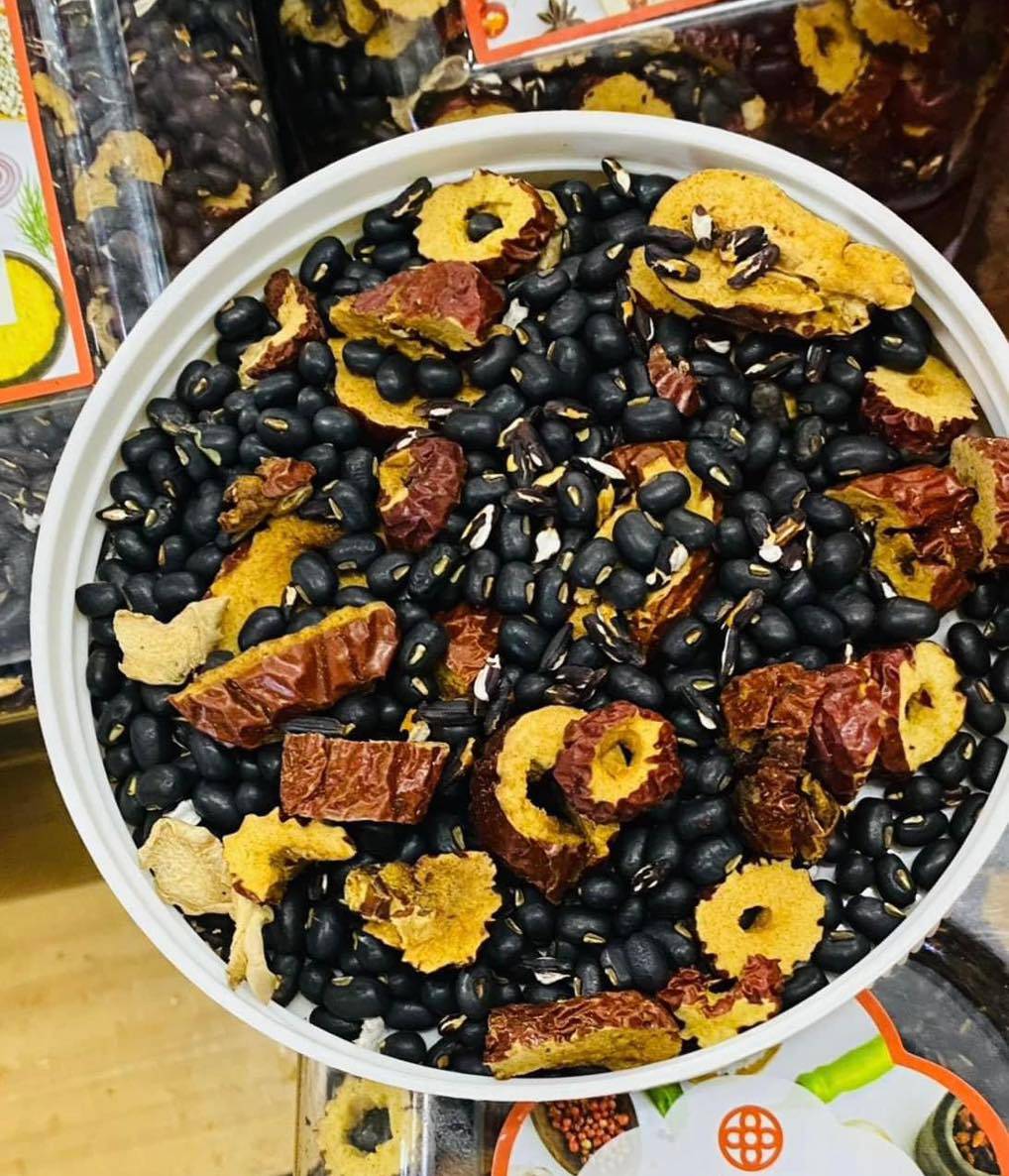 Hộp 1kg trà đậu đen gừng tươi táo đỏ