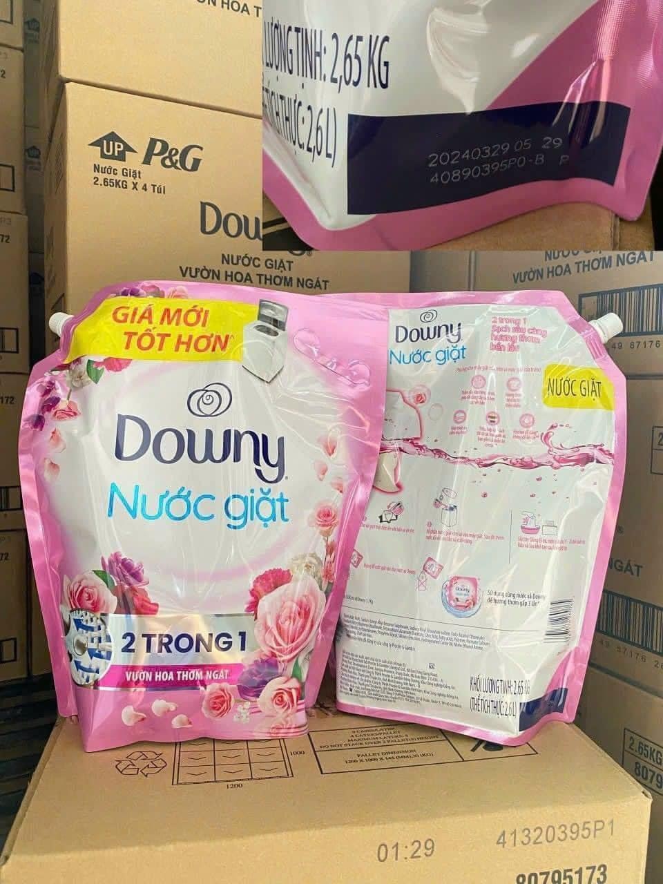 Thùng 04 Túi nước giặt DOWNY 2in1 2.65L màu hồng