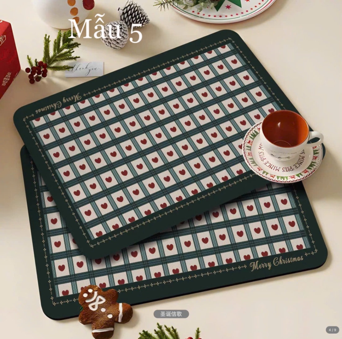 Thảm silicon phong cách retro - Mẫu 5 (caro hình trái tim)