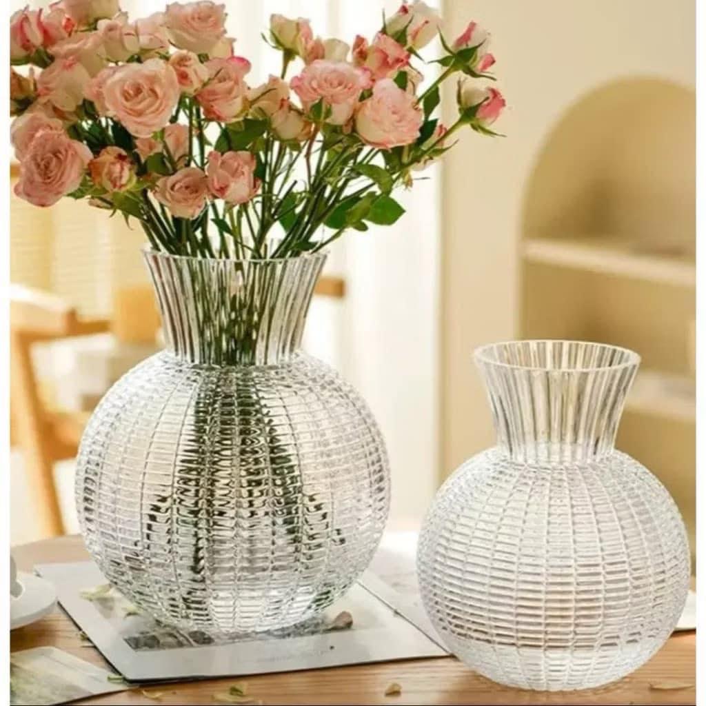 Lọ hoa thuỷ tinh 20cm - màu trắng