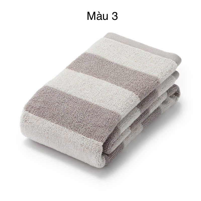 Khăn gội kẻ sọc cotton organic Muji 34 x84cm - Mẫu 3 (kẻ nâu to)
