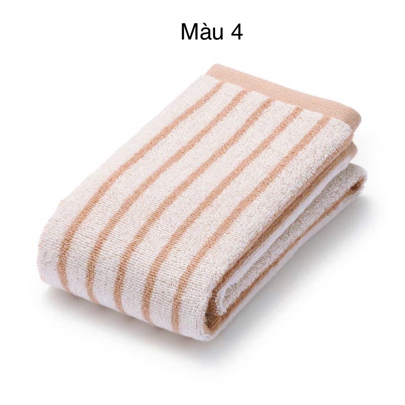 Khăn gội kẻ sọc cotton organic Muji 34 x84cm - Mẫu 4 (kẻ nhỏ màu cam)