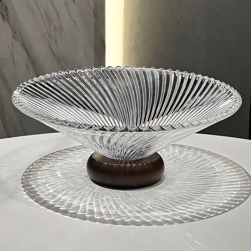 Đĩa thủy tinh decor kèm đế 25cm
