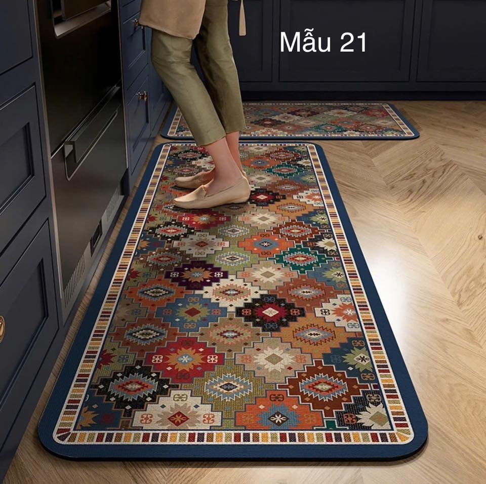 Set 2 thảm bếp silicon chống trơn trượt - Mẫu 21 (quả trám hoa văn)