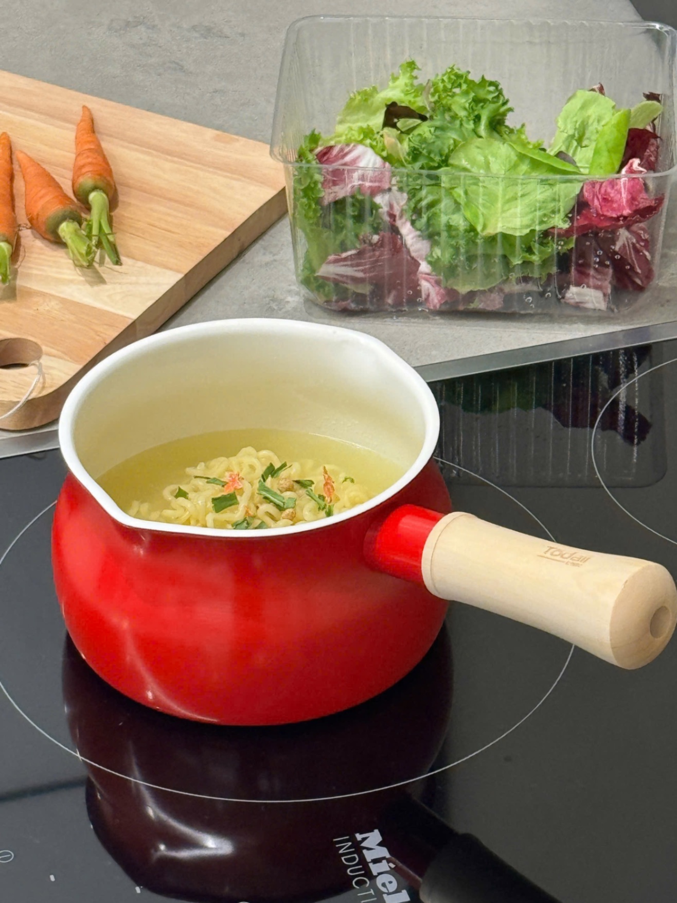 Quánh chống dính ceramic cán gỗ Todaii Nhật Bản 13cm