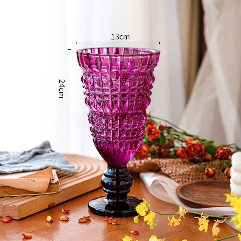 Lọ hoa thuỷ tinh màu sắc dáng cúp - size L - Tím