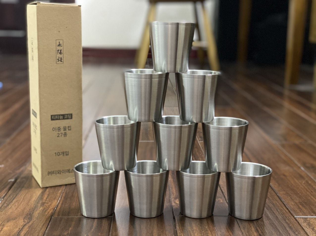 Set 5 cốc inox 304 cách nhiệt xuất Hàn Quốc