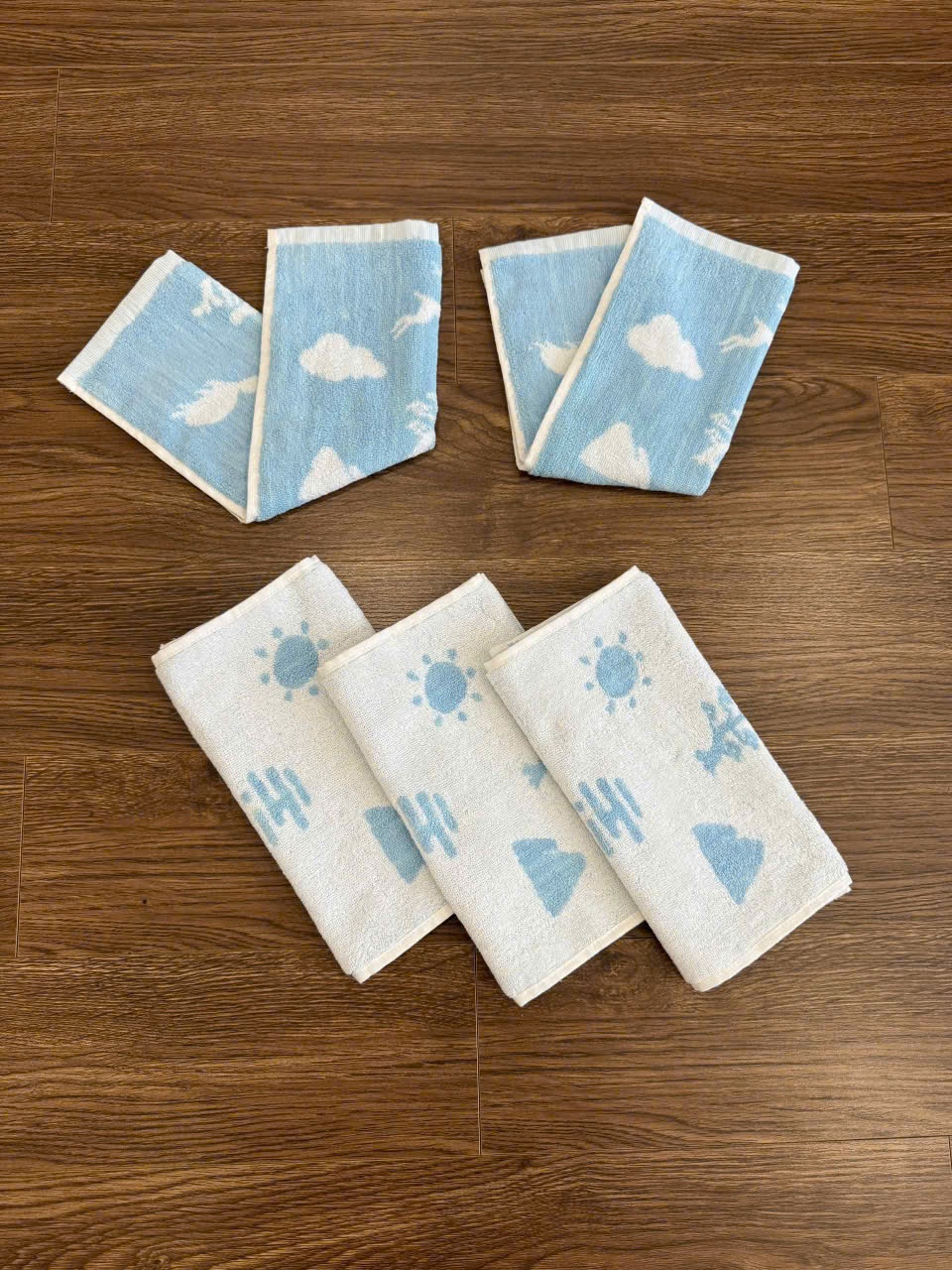 Set 10 khăn mặt cotton màu xanh 25x40cm