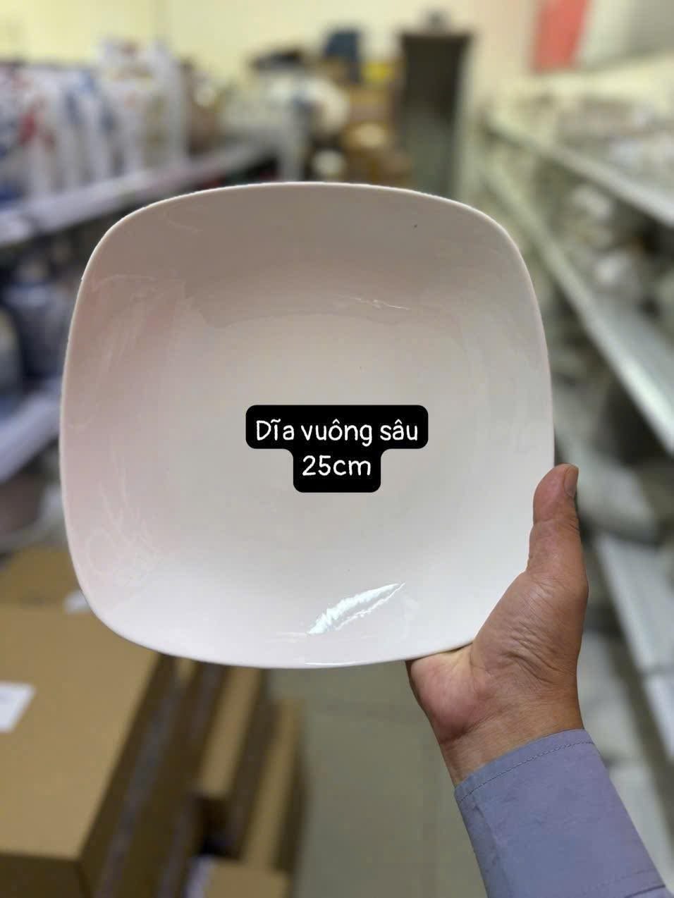 Đĩa vuông sâu lòng Minh Long 20cm