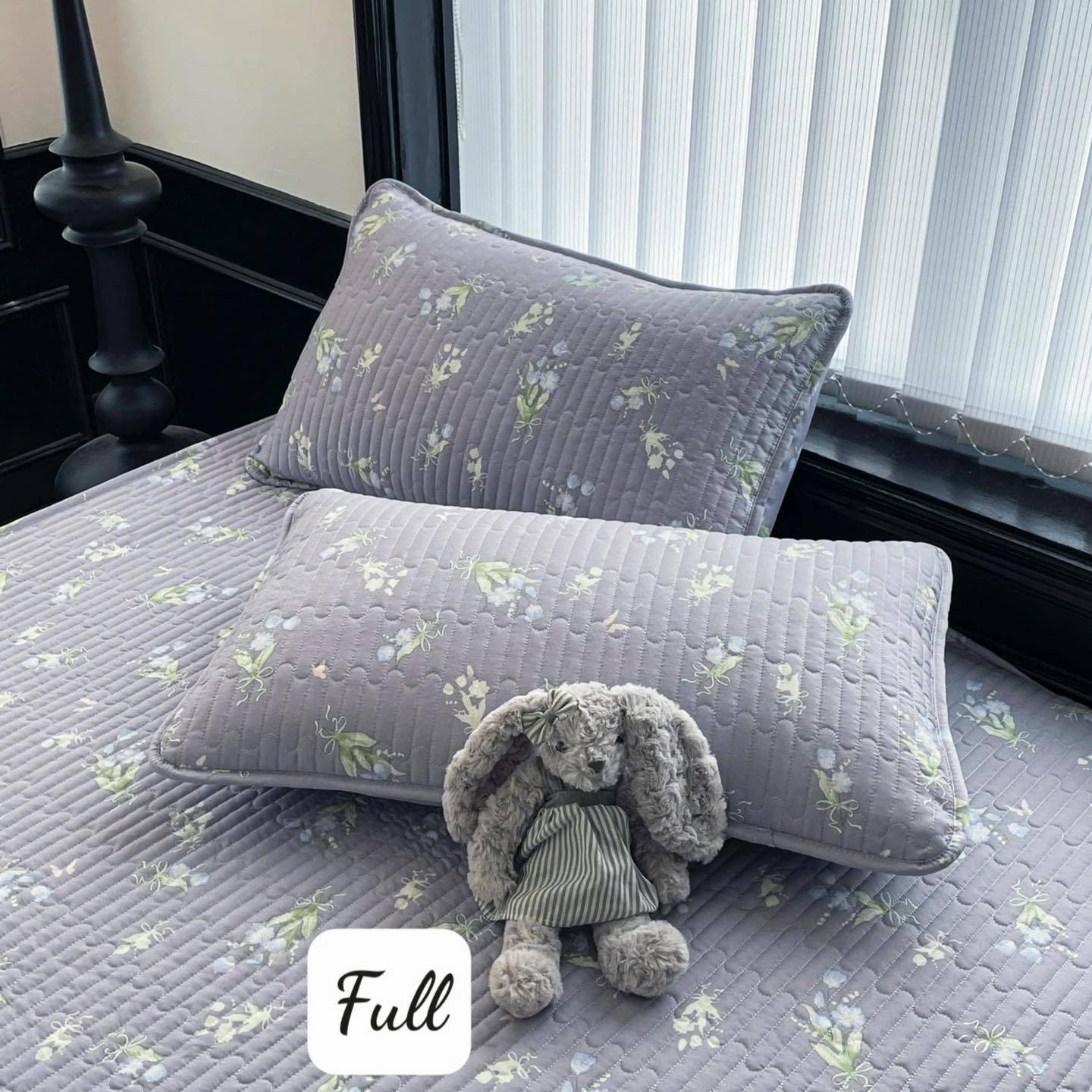 Bộ ga trần kèm vỏ gối cotton bamboo (sợi tre tự nhiên) - nền tím hoa nhí