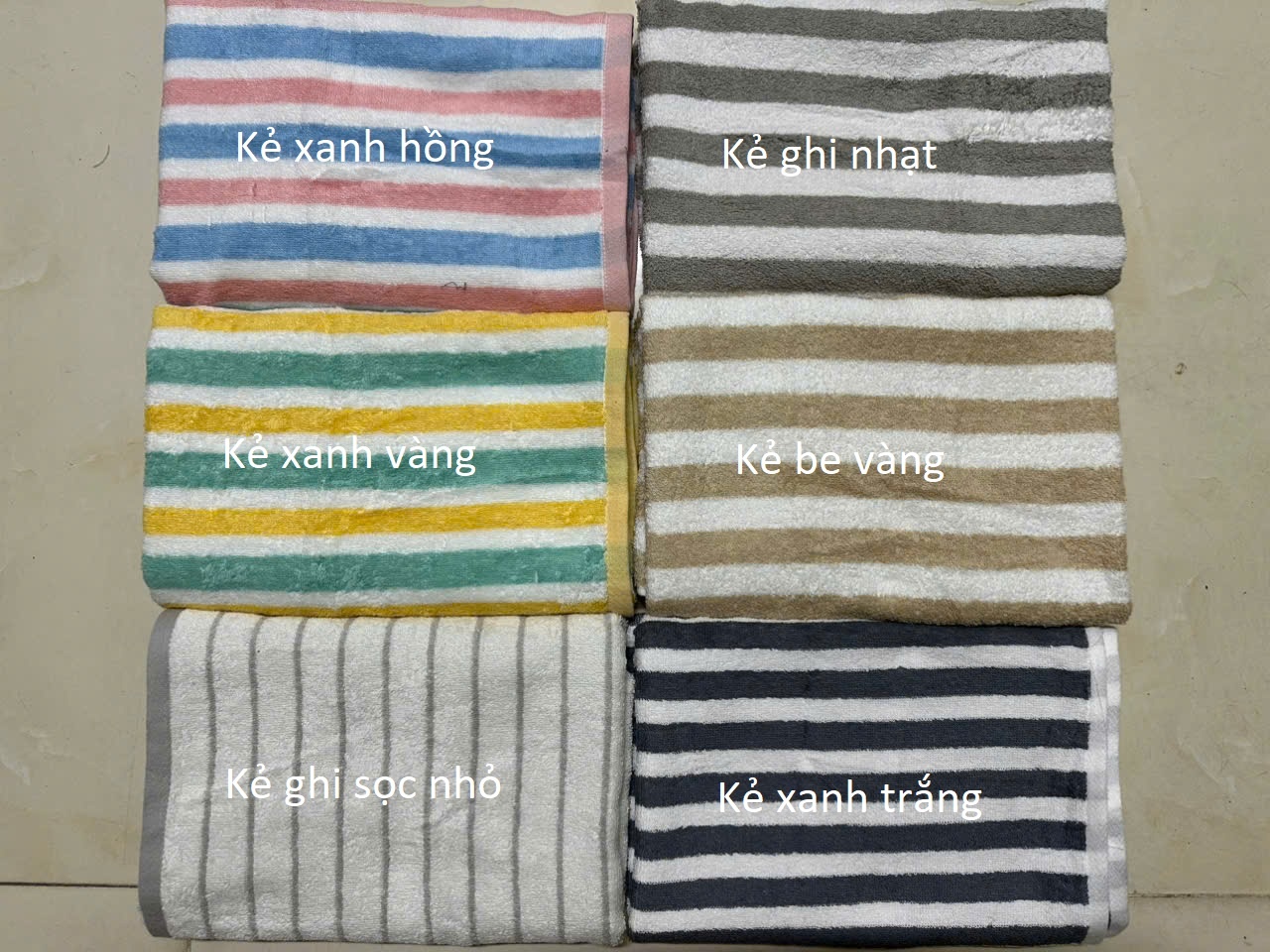 Khăn tắm cotton organic kẻ sọc 60x120cm