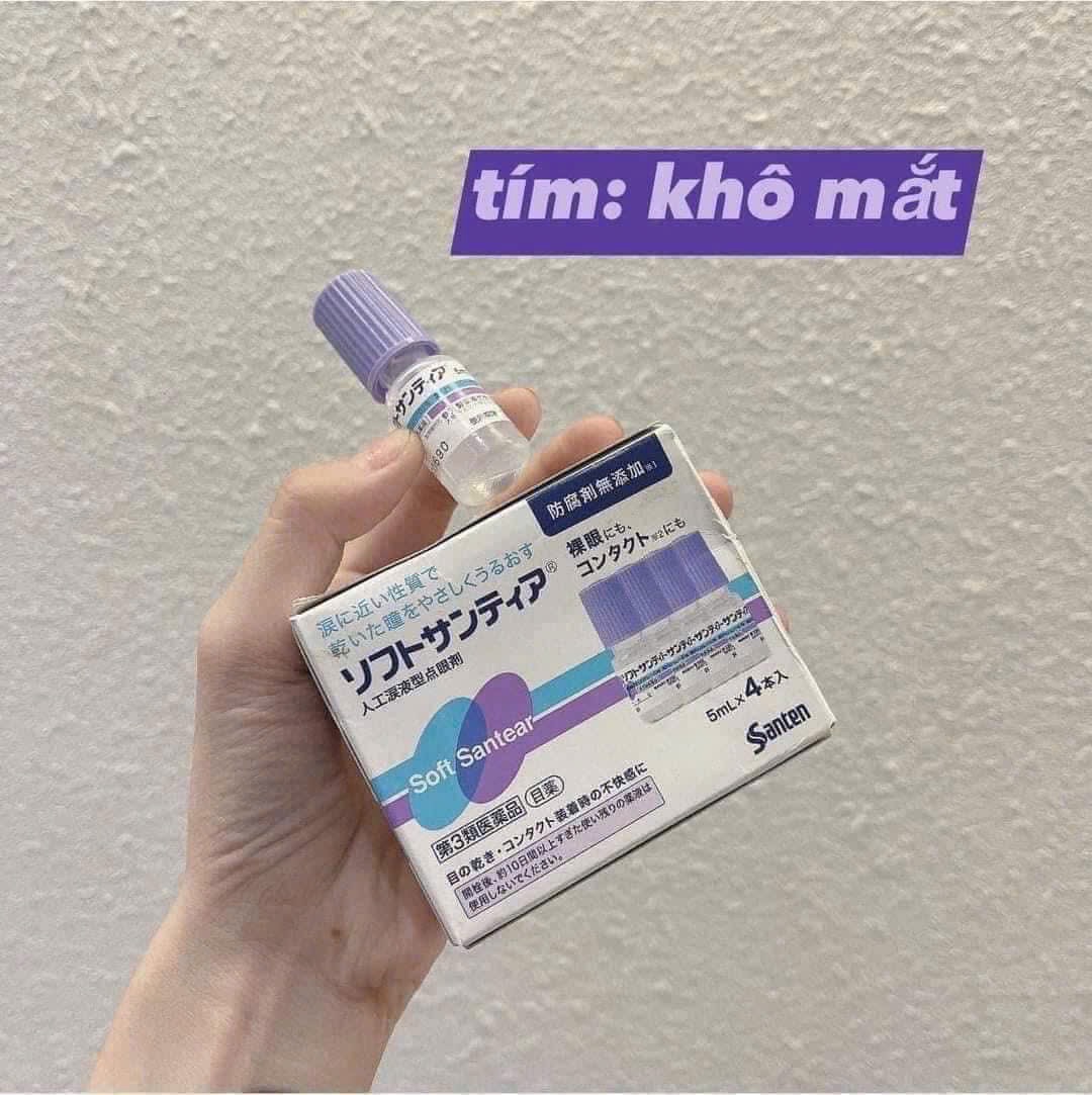 Hộp 4 lọ nhỏ mắt nhân tạo Santen - màu tím (chống khô mắt)