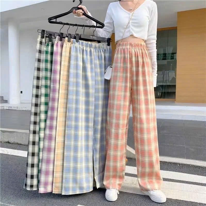 Quần kẻ caro dáng suông