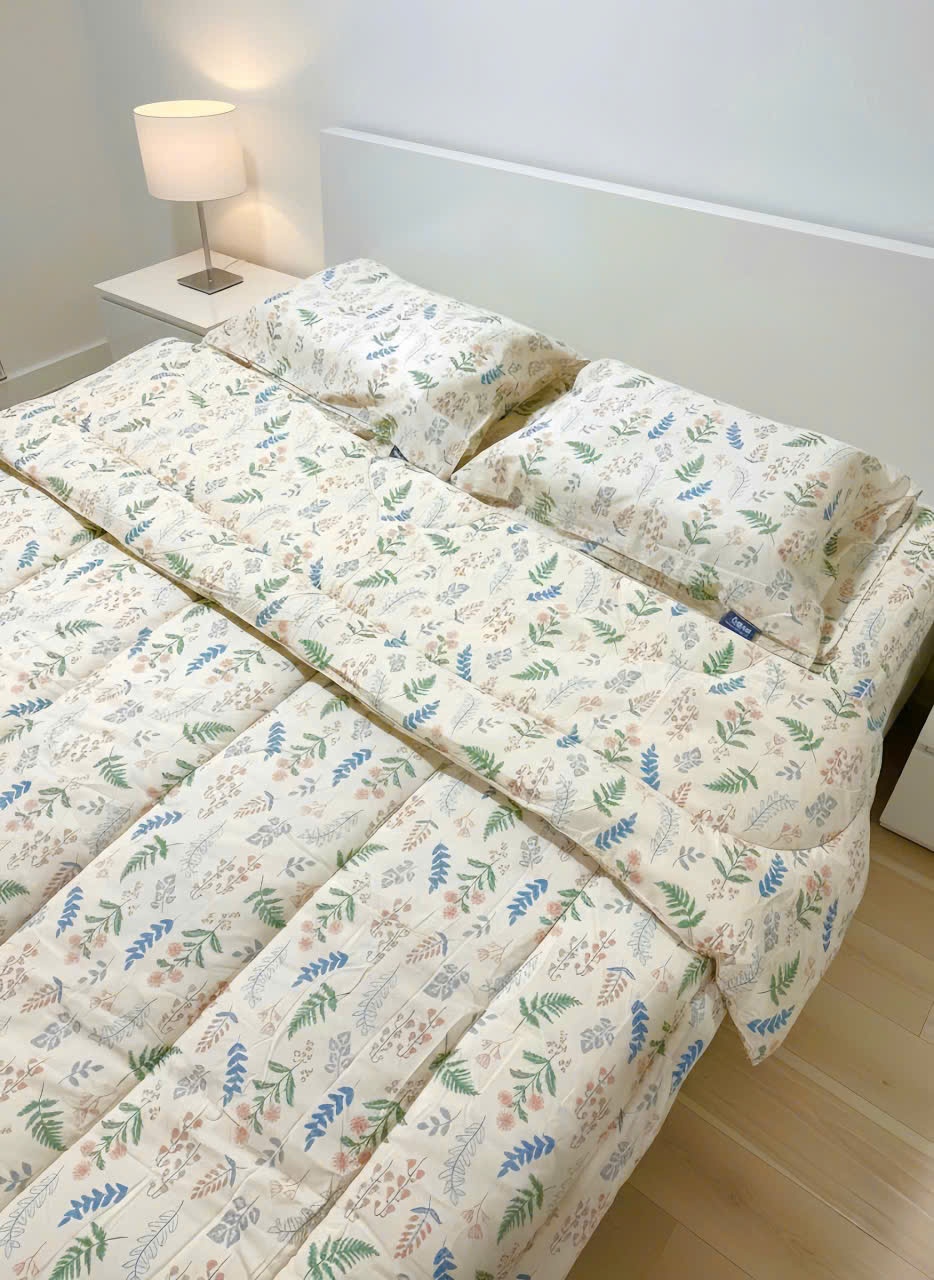 Chăn bông chần cotton 100% Kawa Nhật - size 2m x 2.3m - mẫu hoa