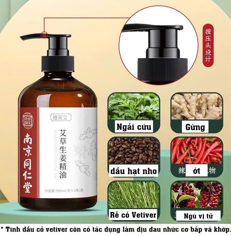 Dầu massage gừng, ngải cứu Đồng Nhân Đường