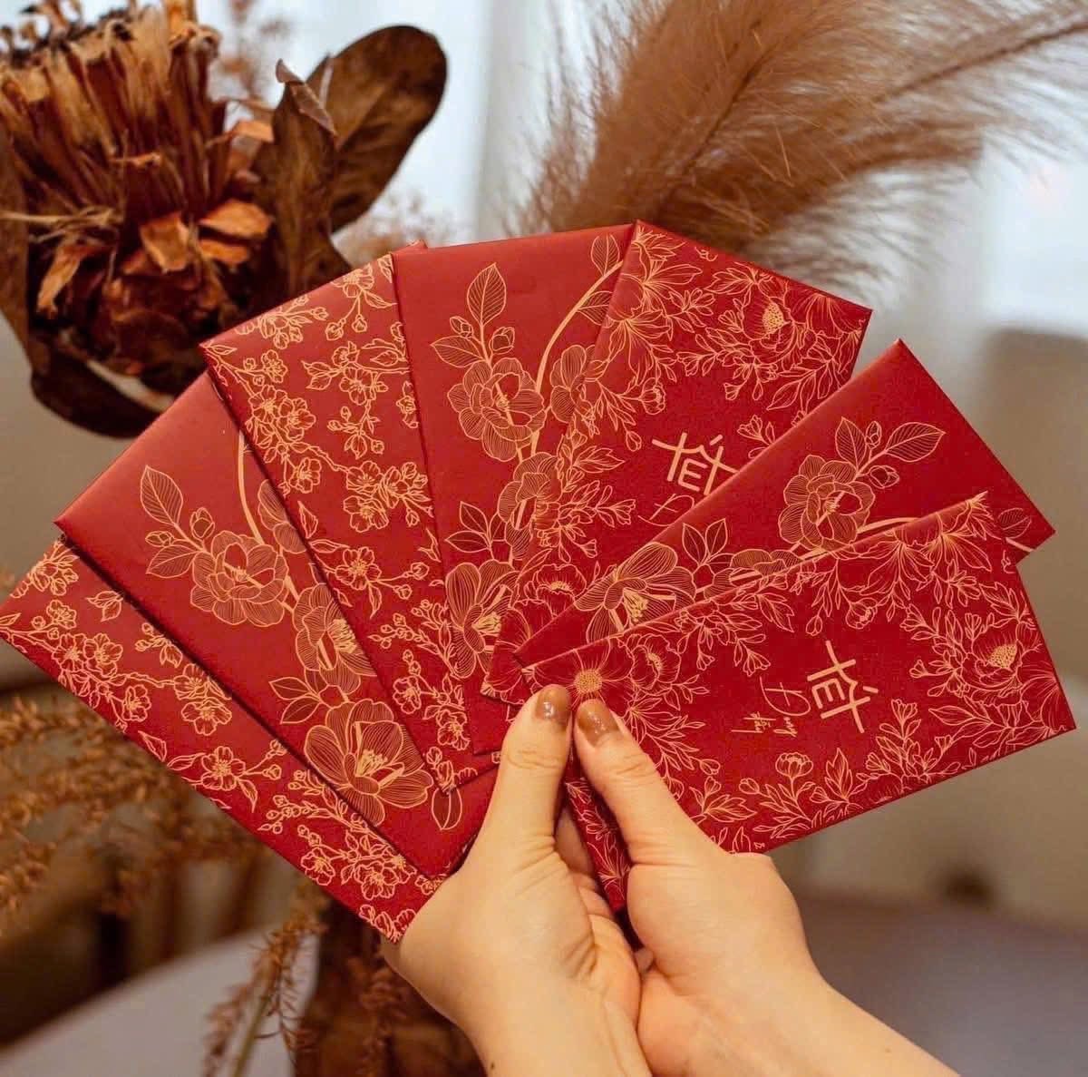 COMBO 60 phong bao lì xì Tết 2026 - mẫu gấm hoa