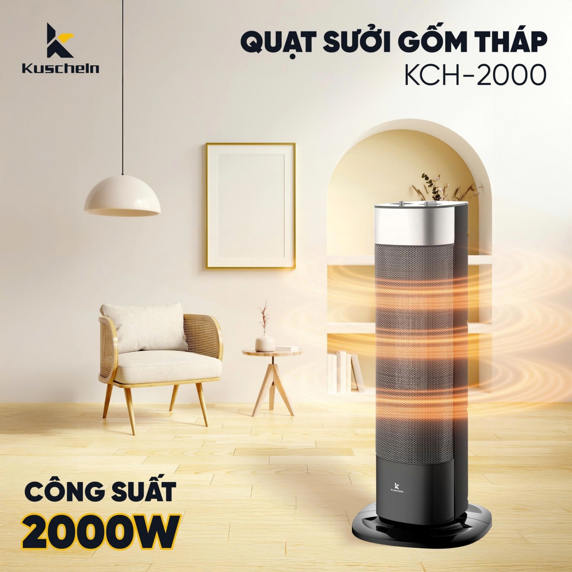 Máy sưởi gốm tháp Kuscheln (KCH-2000)