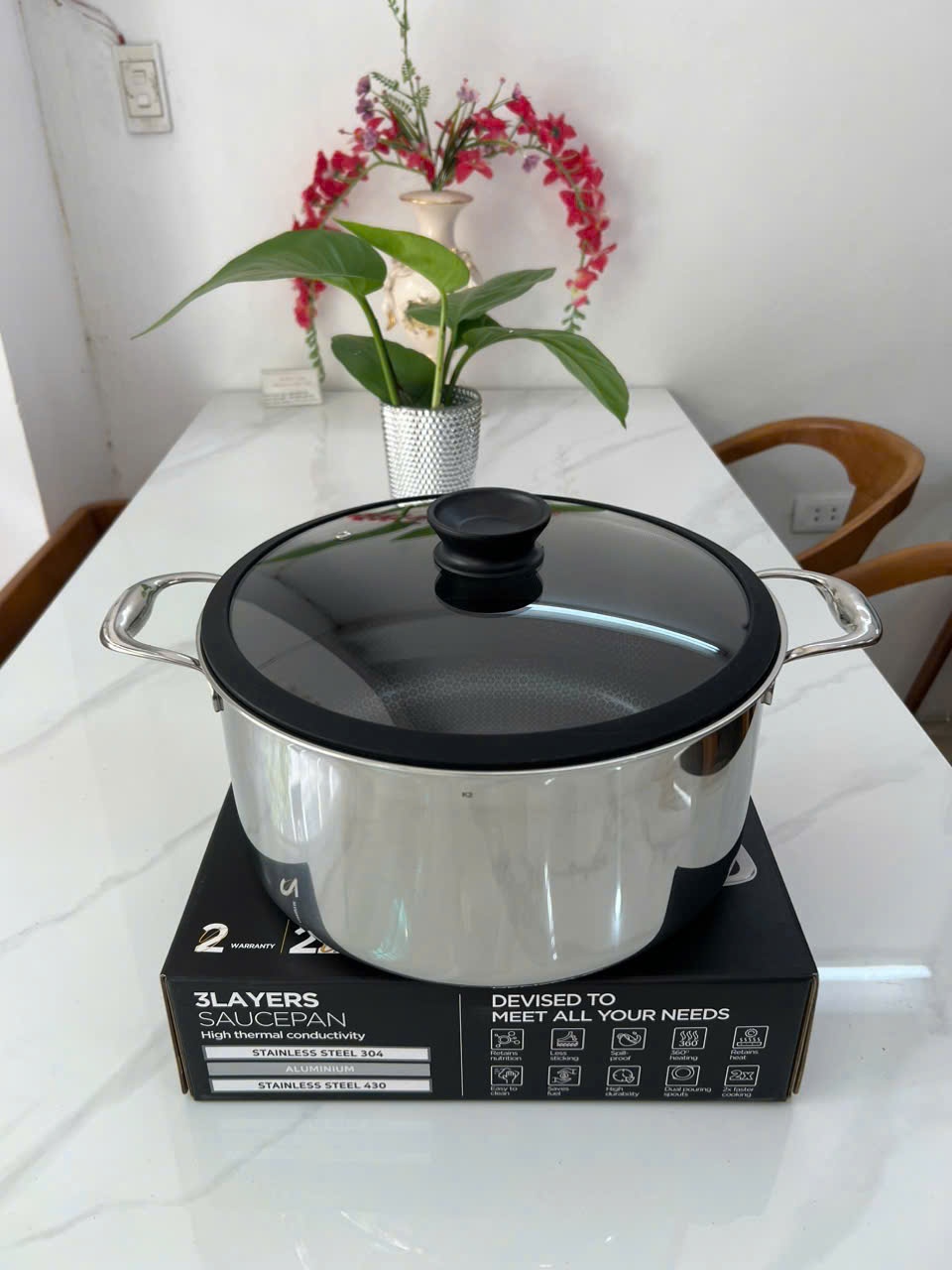 Nồi kimcook black cube 3 lớp đáy liền 28cm