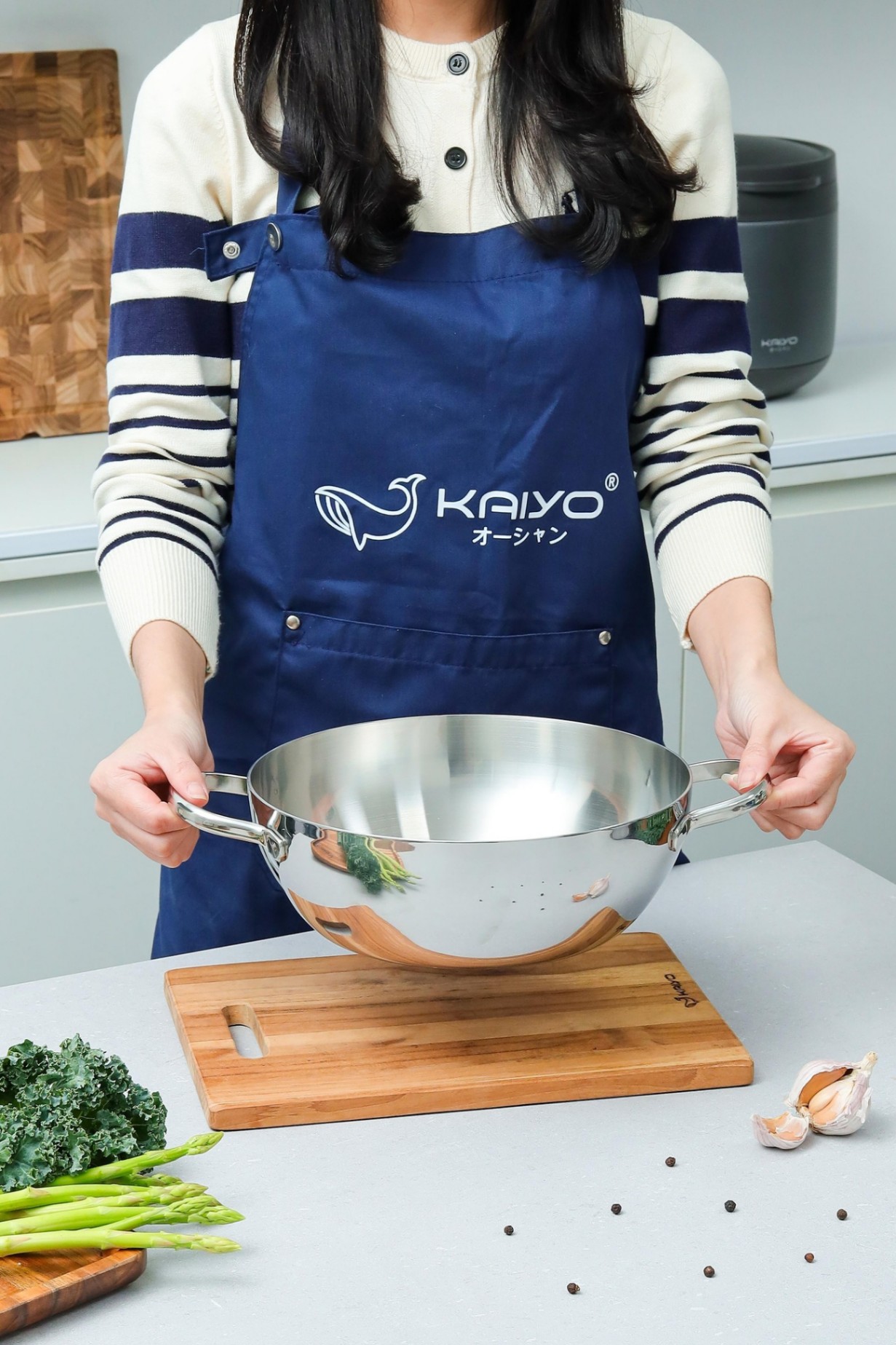 Chảo inox sâu lòng nguyên khối Classic Pro Kaiyo - size 20cm (hai tay cầm) (KIW-6872)