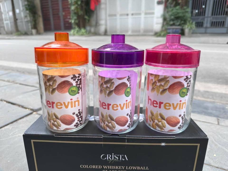 Combo: 04 Lọ thuỷ tinh Herevin 660ml đựng ngũ cốc