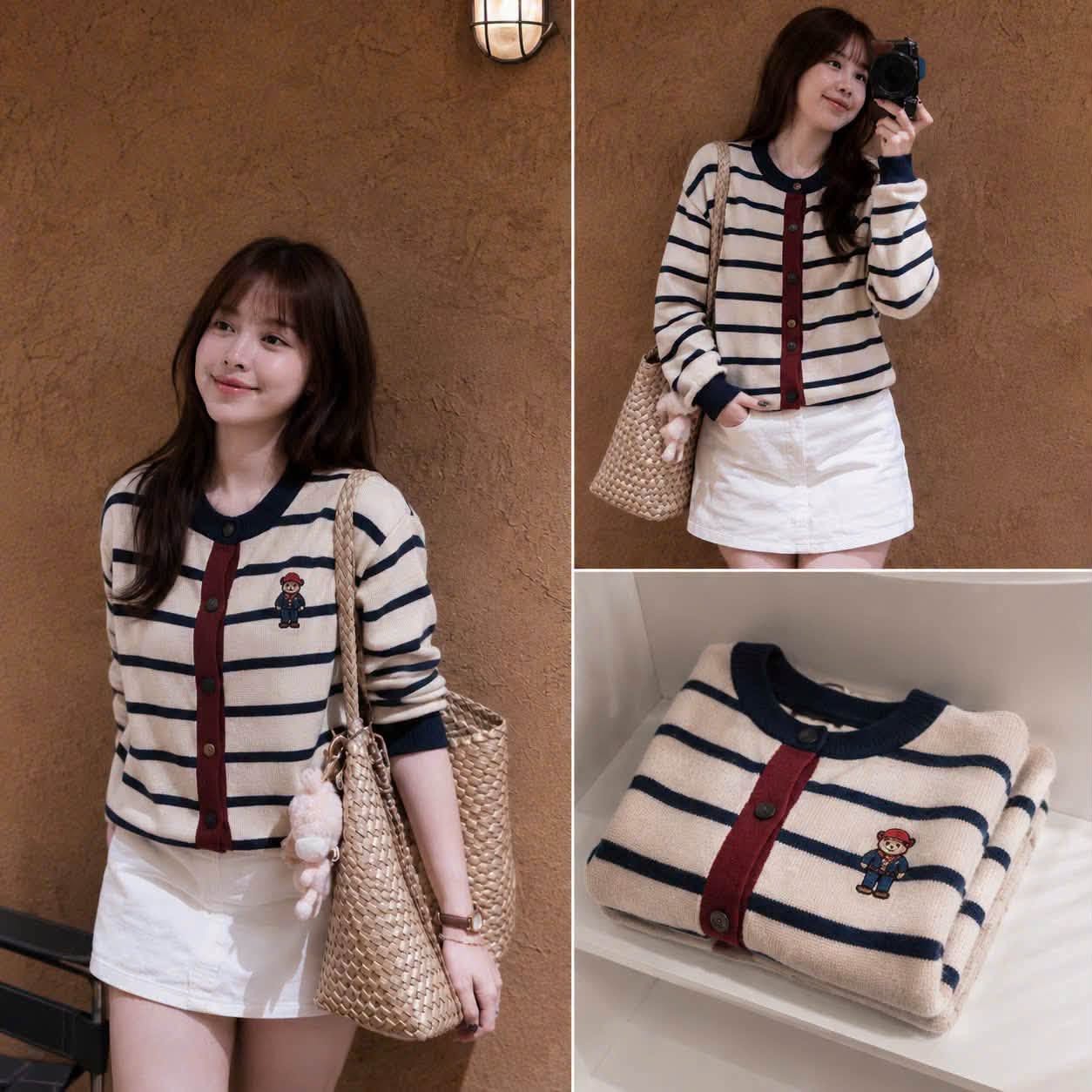 Áo khoác len gấu freesize (dưới 62kg)