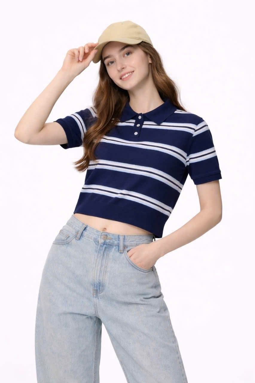 Áo len hè xanh kẻ ngang Zara