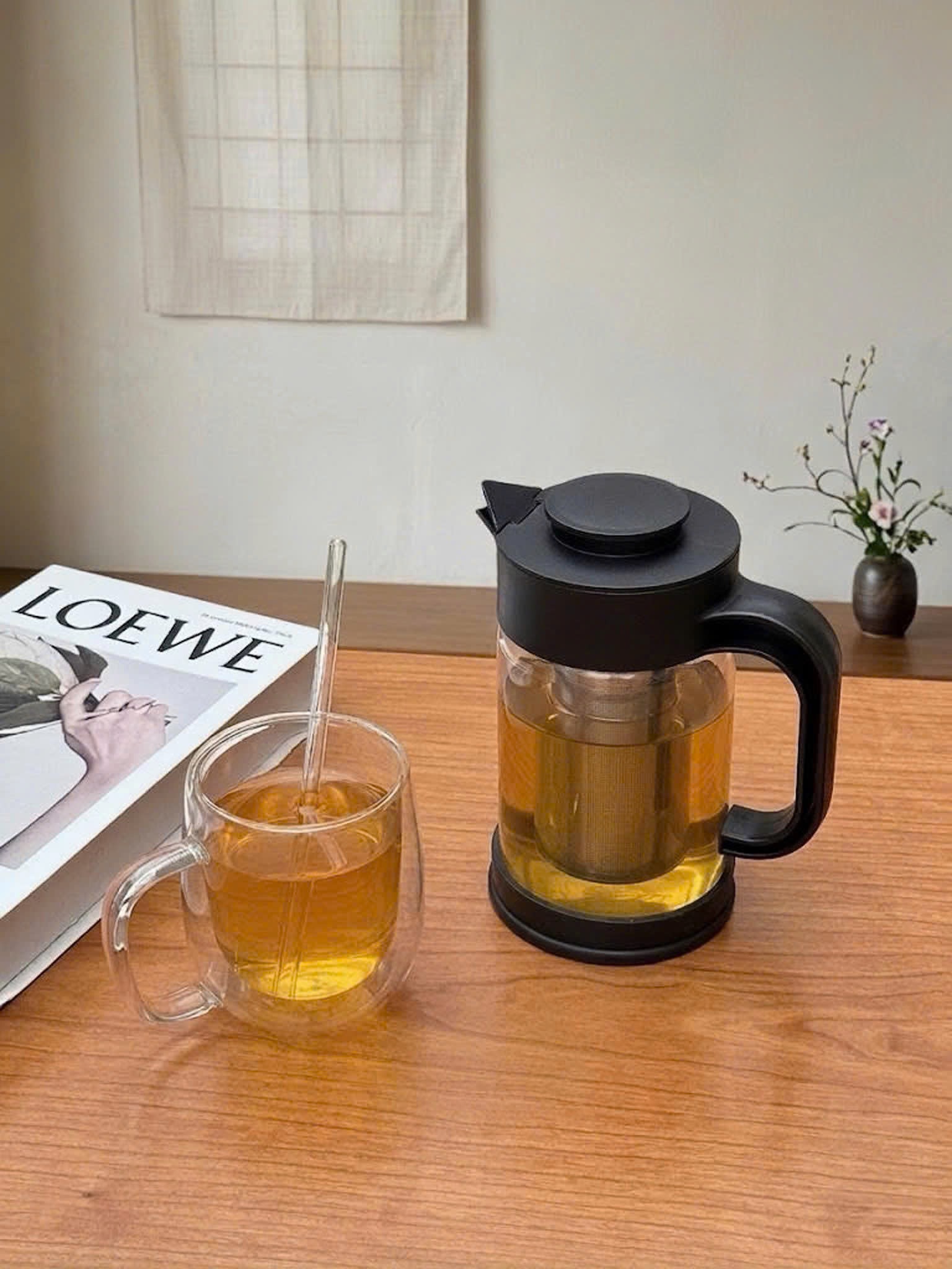 Bình thủy tinh pha trà, cold brew kèm lõi lọc 900ml MOMIJI