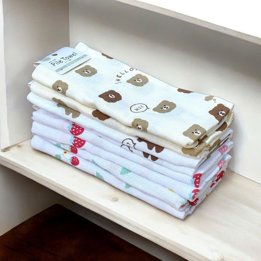 COMBO: 04 Khăn mặt cotton 2 lớp dệt Pile Nhật Bản 28 x 70cm