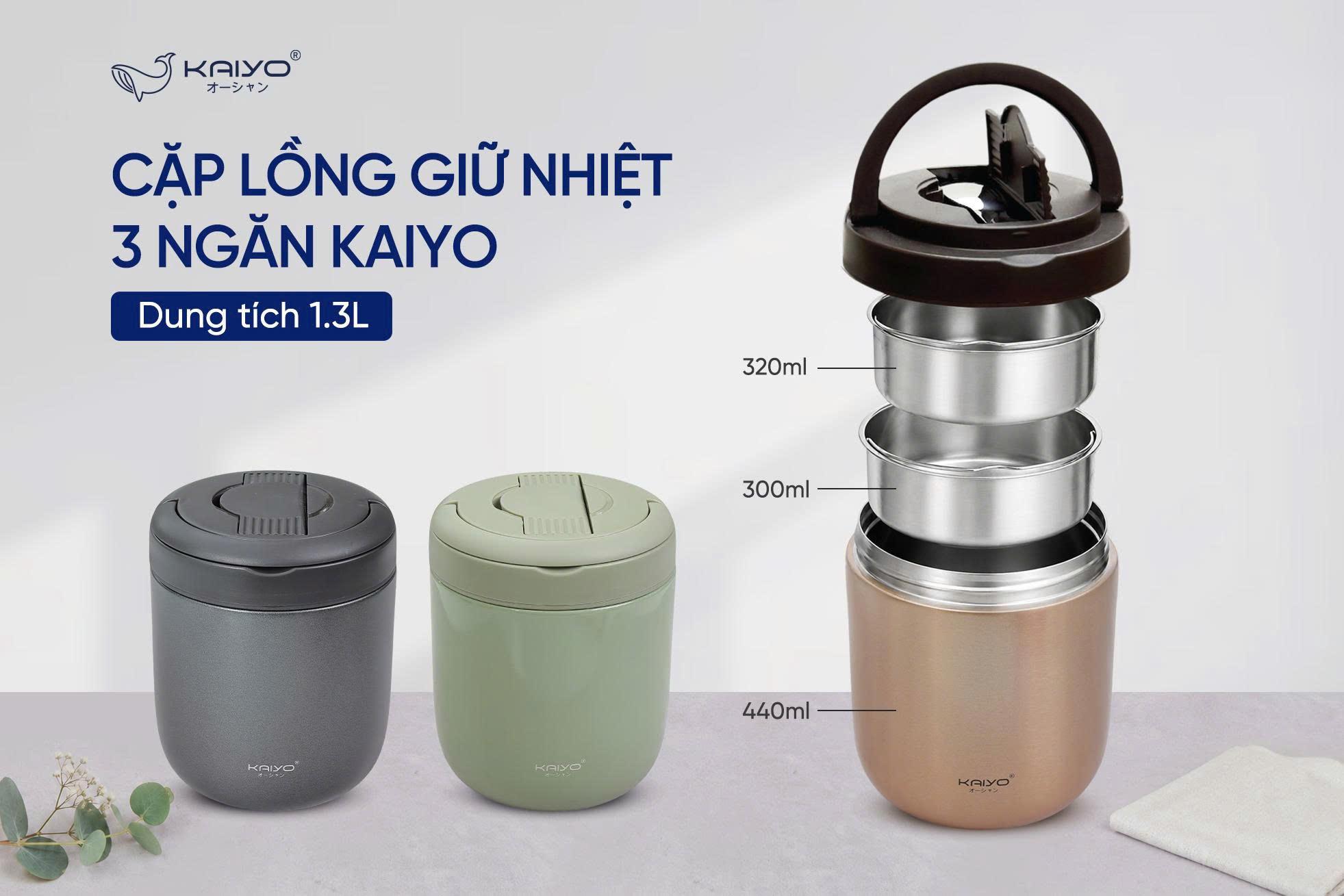 Cặp lồng giữ nhệt 3 ngăn Kaiyo 1.3L