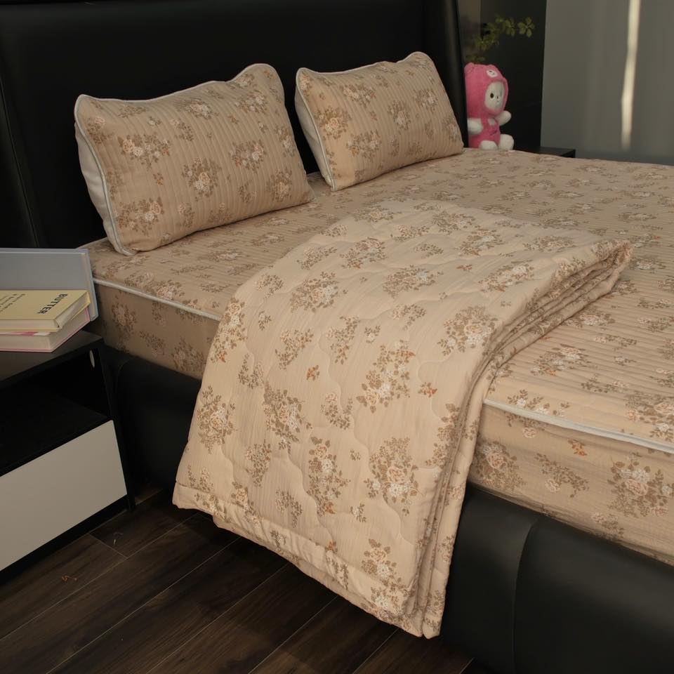 Chăn trần bông cotton thun sợi tre size 2mx2.3m