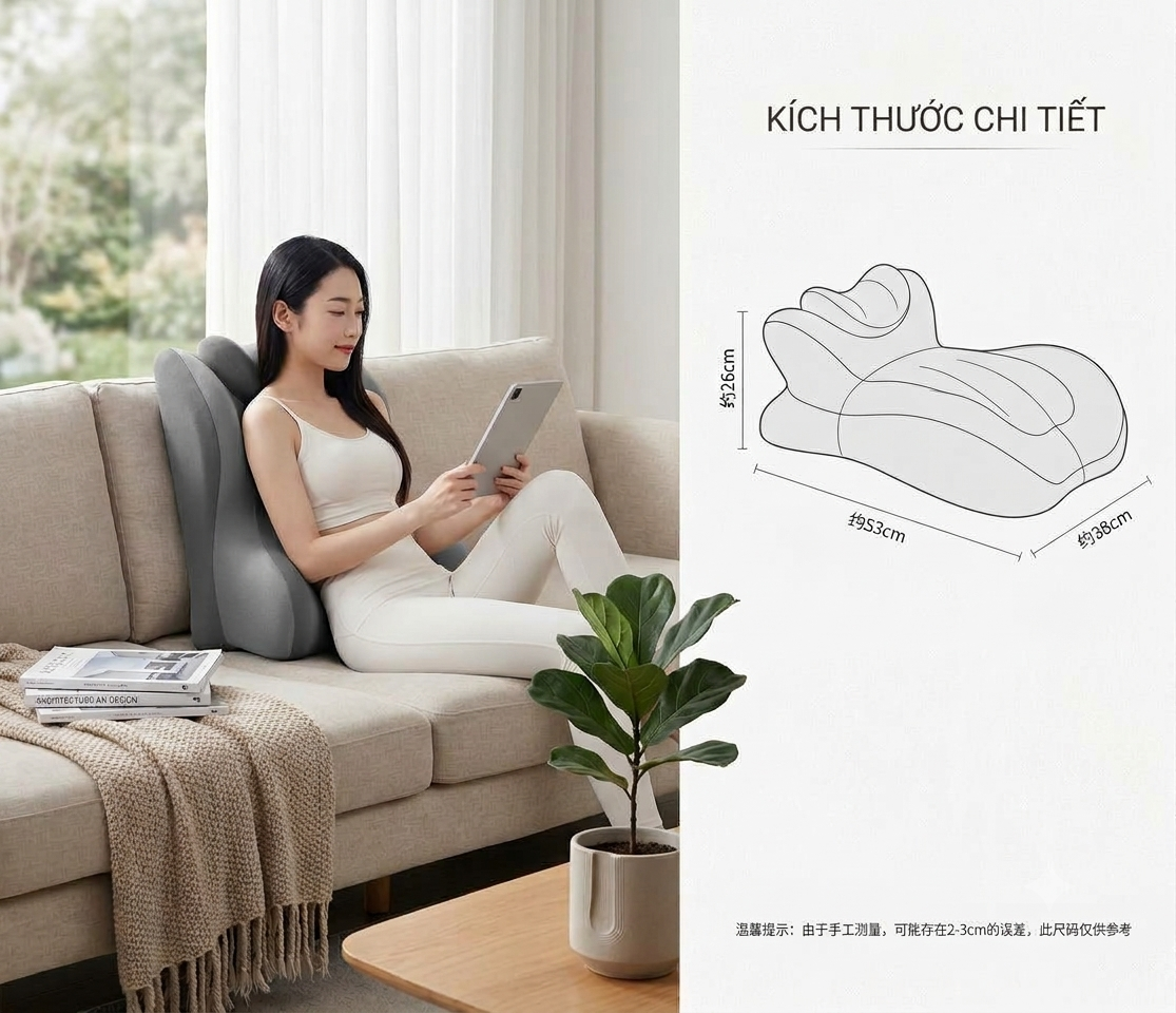 Gối tựa đa năng thái công học - màu ghi
