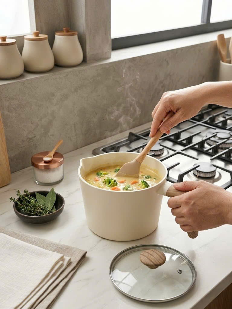 Nồi nhôm nguyên khối dáng cao có vòi rót Todaii 16cm