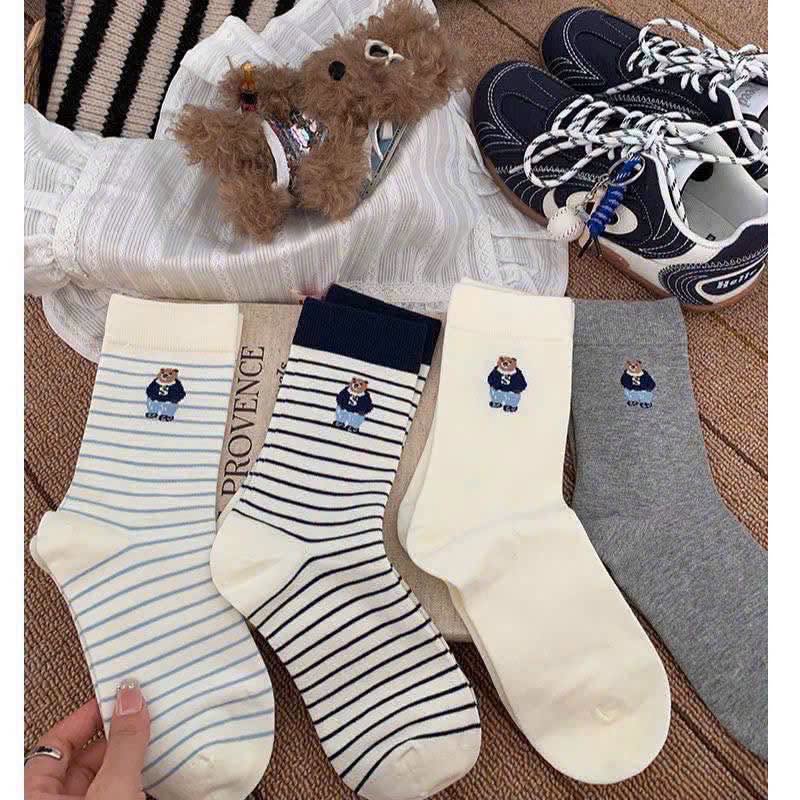 Set 10 đôi tất gấu mix màu