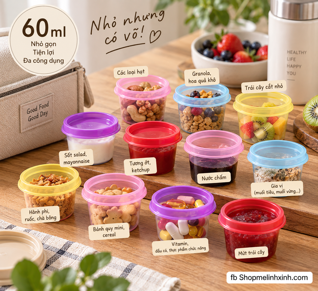 Set 10 hộp mini Tupperware 60ml