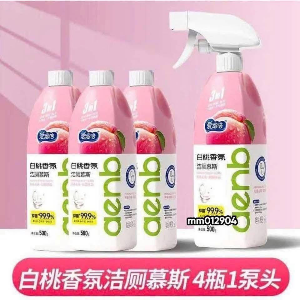 Set 2 chai xịt tẩy bồn cầu hương đào (2 chai + 1 vòi xịt)