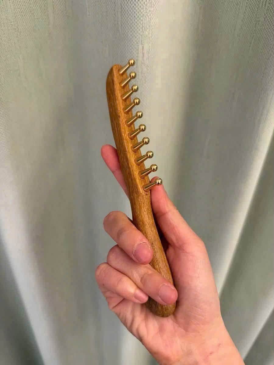 Set 2 lược răng đồng chải tóc massage da đầu