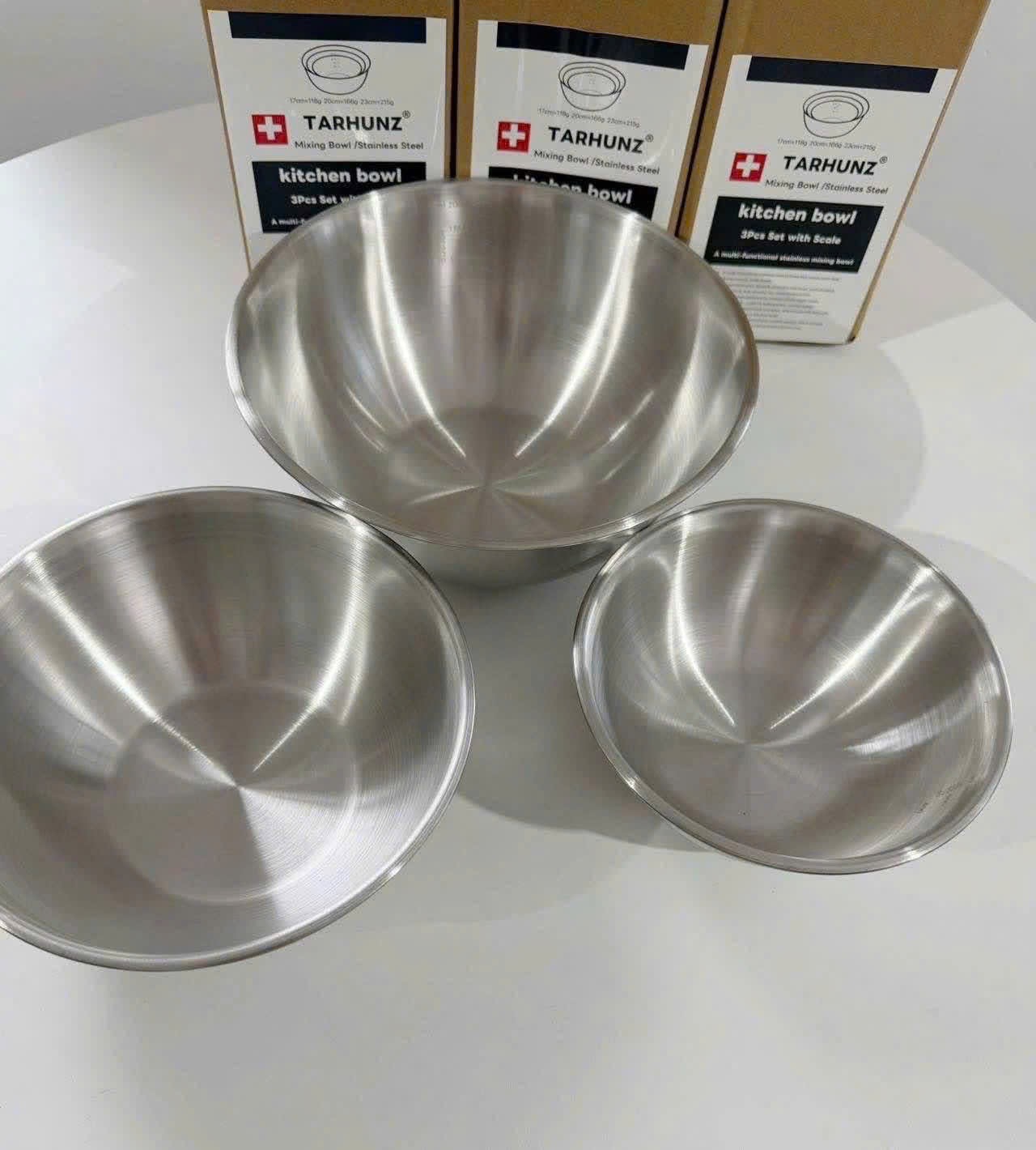 Set 3 tô trộn inox xuất Mỹ (17-20-23cm)