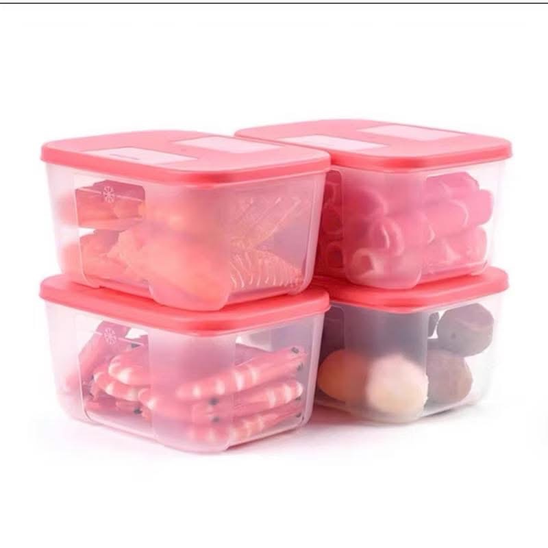 Set 4 hộp đông Tupperware nắp hồng 700ml