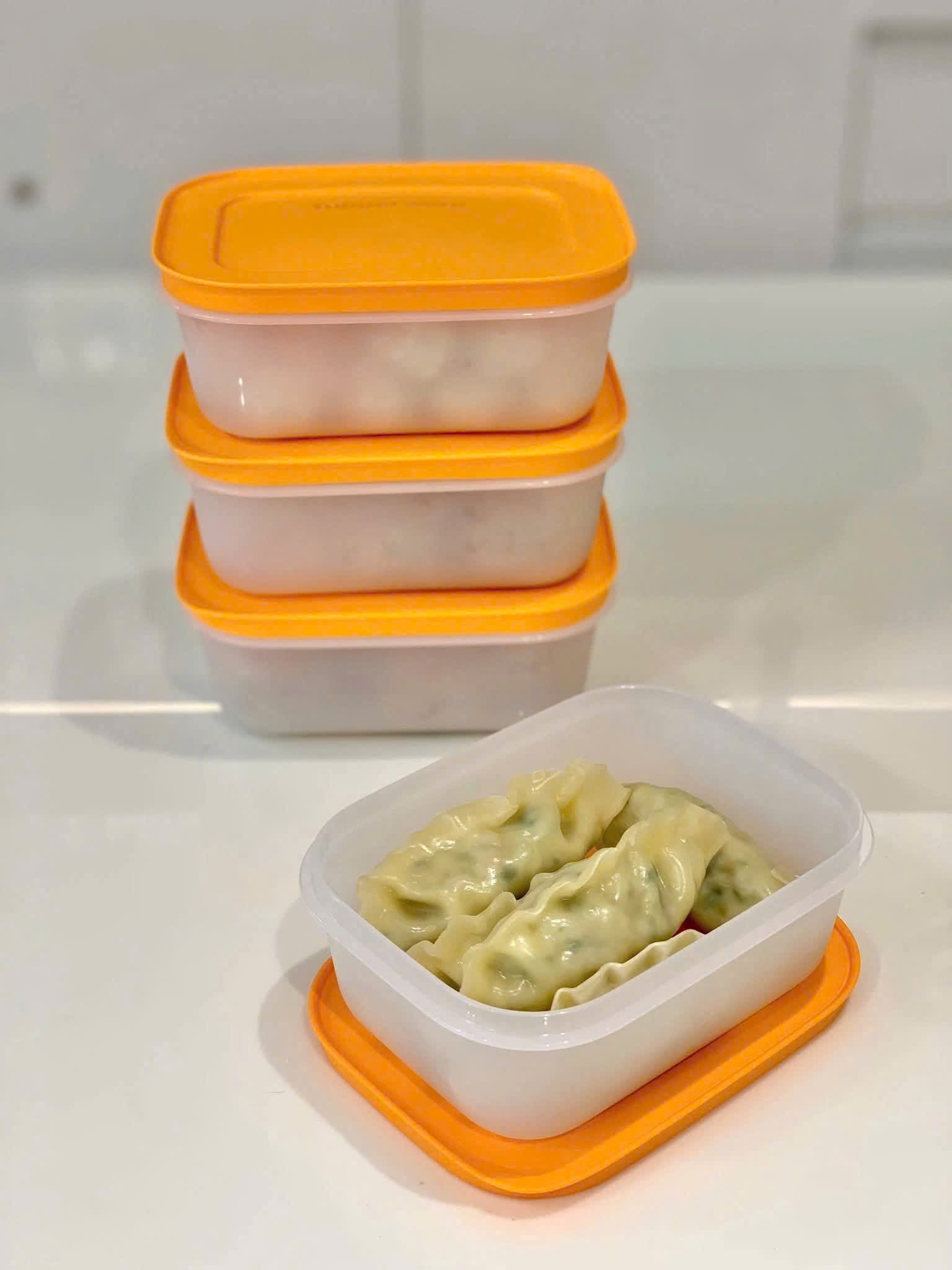Set 4 hộp đông dẻo Tupperware 450ml - nắp cam