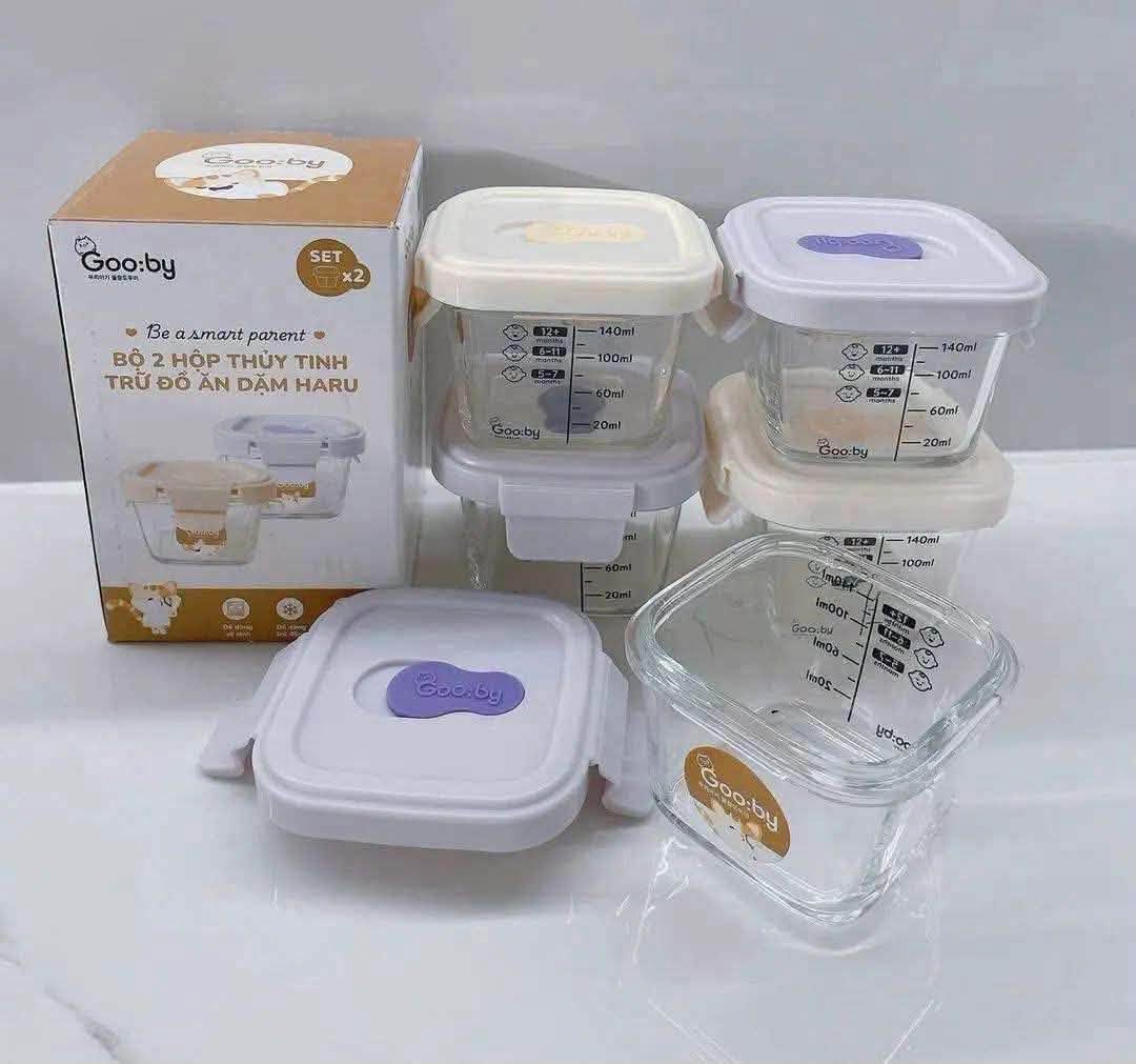 Set 4 hộp thuỷ tinh Gooby 140ml