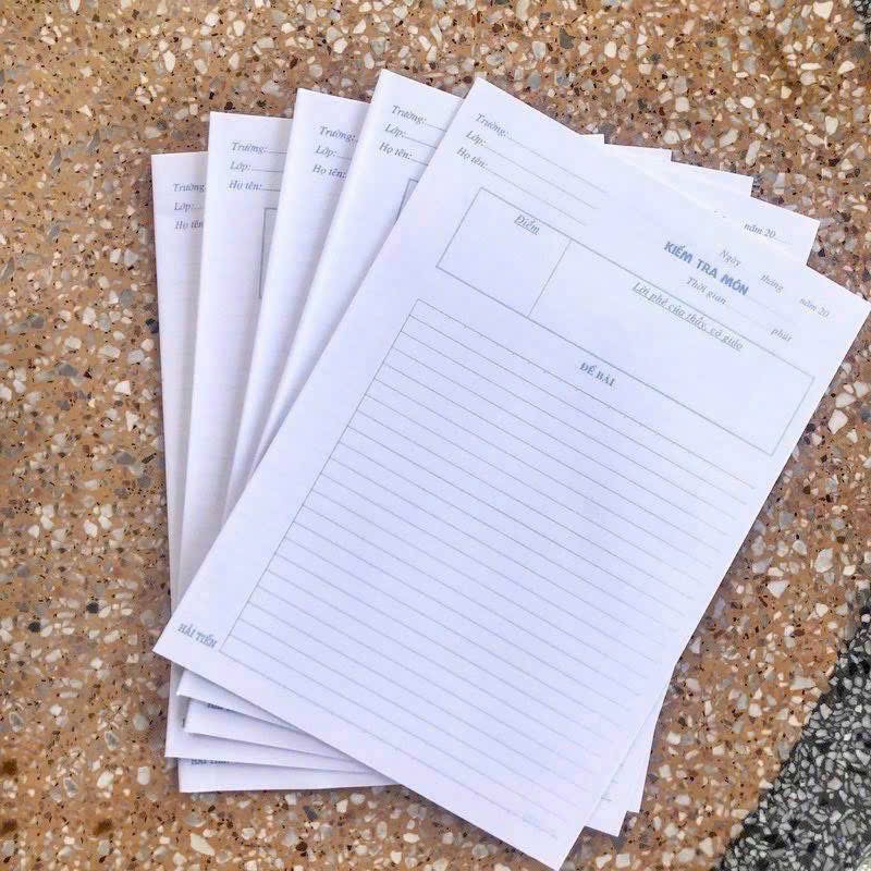 COMBO: 03 Set 50 giấy kiểm tra kẻ ngang cho học sinh C2,3