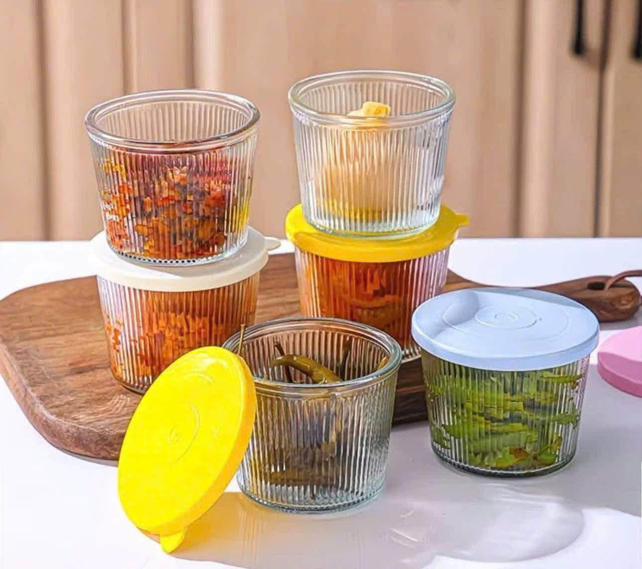 Set 6 hũ thuỷ tinh 200ml vân sọc